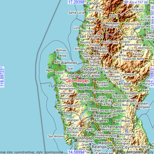 Topographic map of Calomboyan