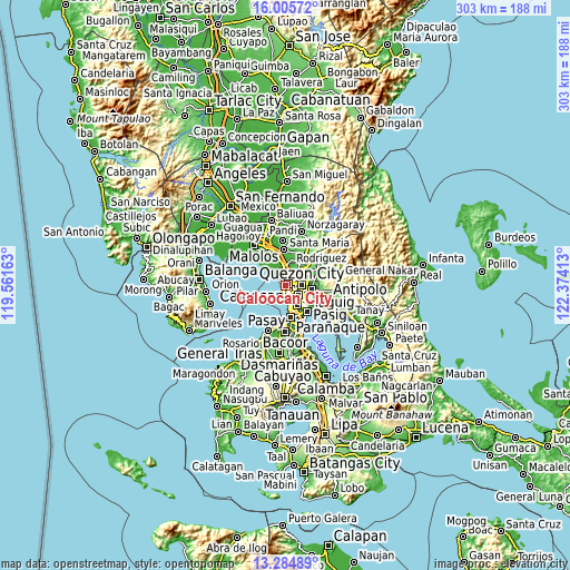 Topographic map of Caloocan City