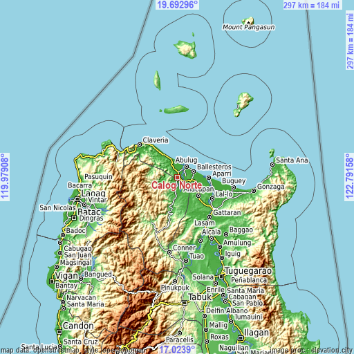 Topographic map of Calog Norte