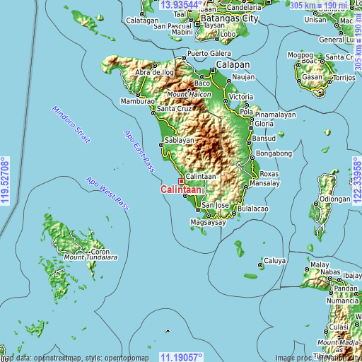 Topographic map of Calintaan