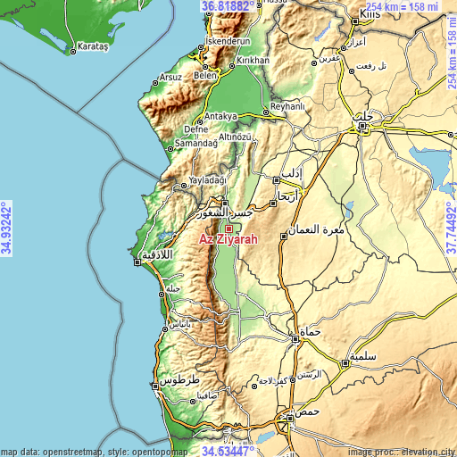 Topographic map of Az Ziyārah