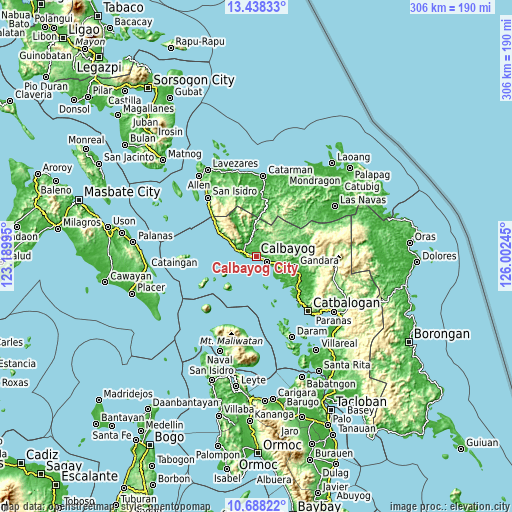 Topographic map of Calbayog City