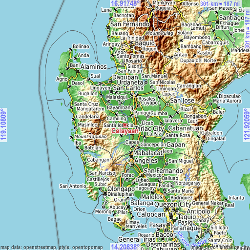 Topographic map of Calayaan