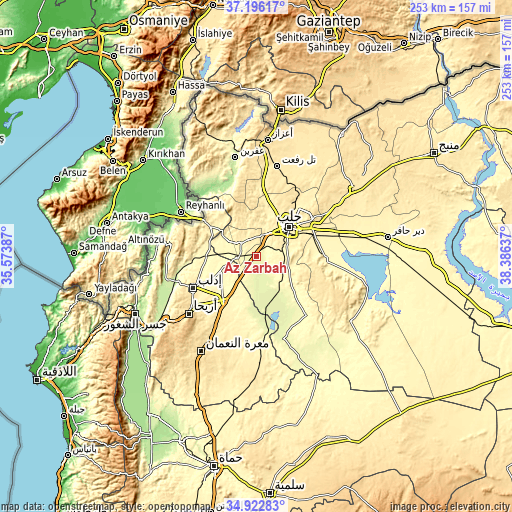 Topographic map of Az Zarbah