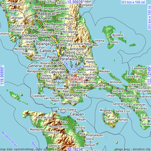 Topographic map of Calauan