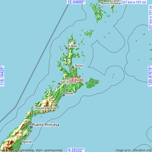 Topographic map of Calauag