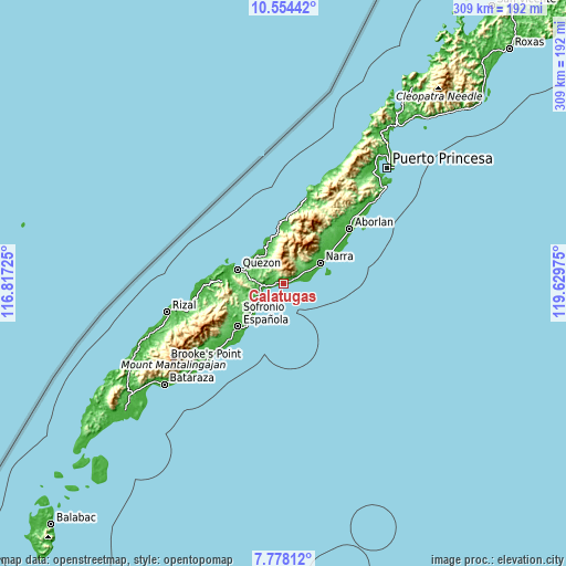 Topographic map of Calatugas