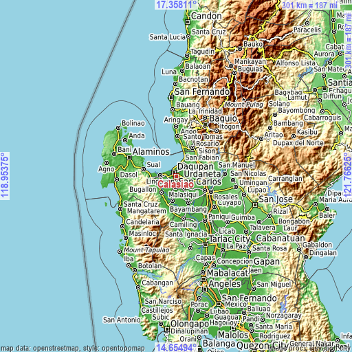 Topographic map of Calasiao