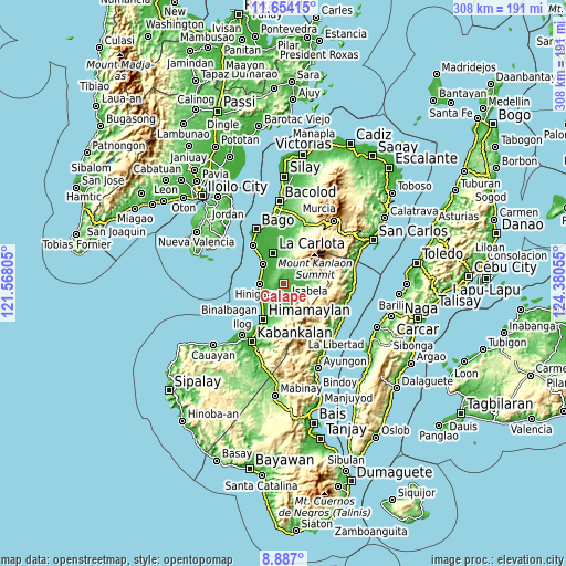 Topographic map of Calape