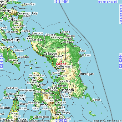 Topographic map of Calape
