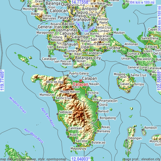 Topographic map of Calapan