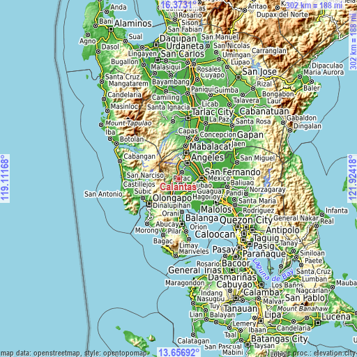 Topographic map of Calantas