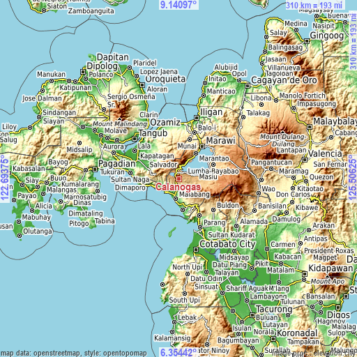 Topographic map of Calanogas