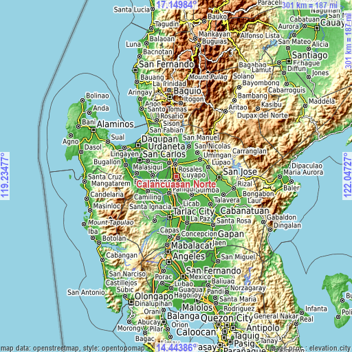 Topographic map of Calancuasan Norte