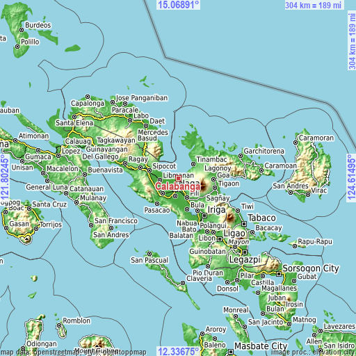 Topographic map of Calabanga