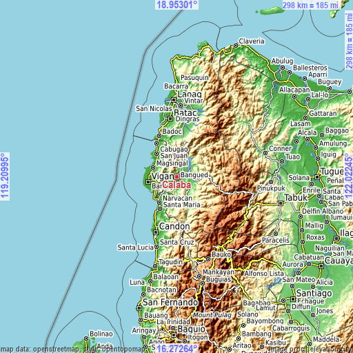 Topographic map of Calaba