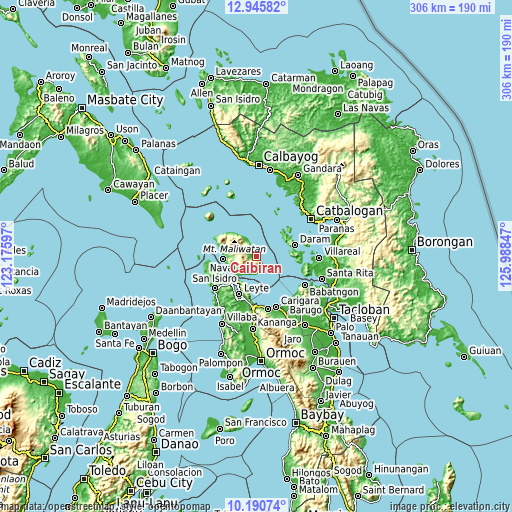 Topographic map of Caibiran