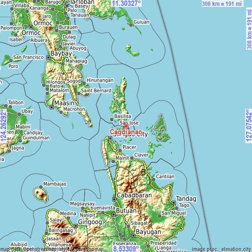 Topographic map of Cagdianao