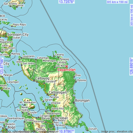 Topographic map of Cagamotan