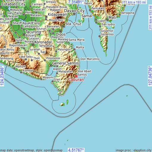 Topographic map of Caburan