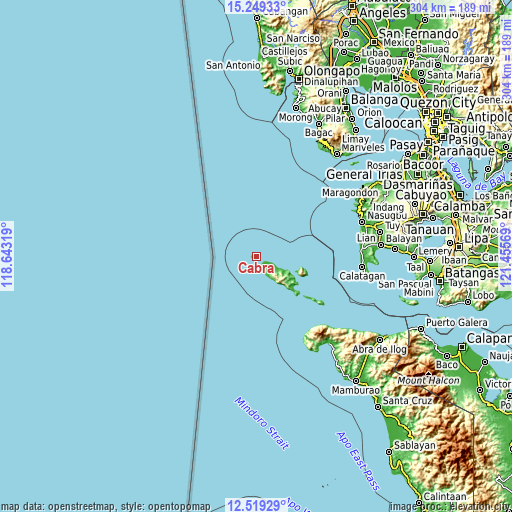 Topographic map of Cabra