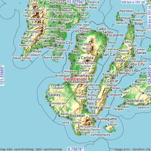 Topographic map of Cabadiangan