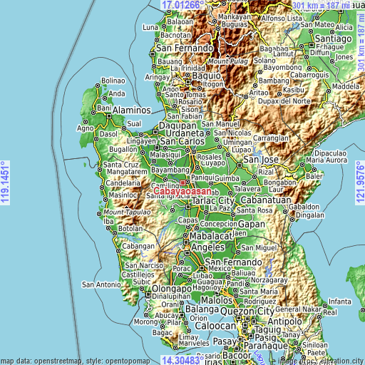 Topographic map of Cabayaoasan