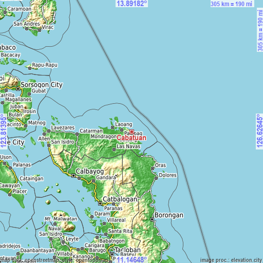 Topographic map of Cabatuan