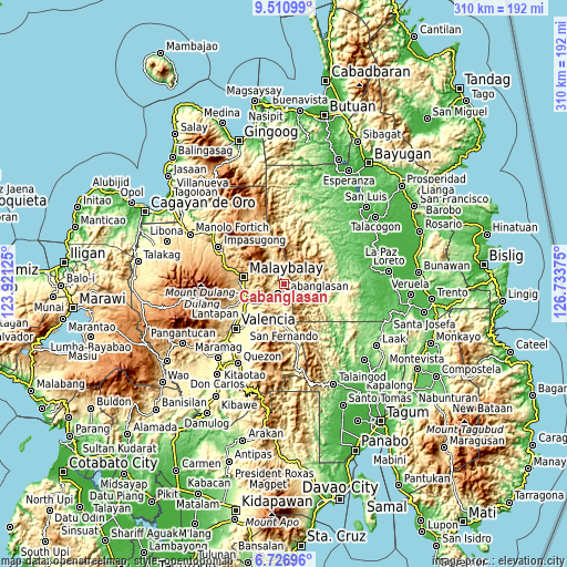 Topographic map of Cabanglasan