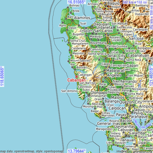 Topographic map of Cabangan