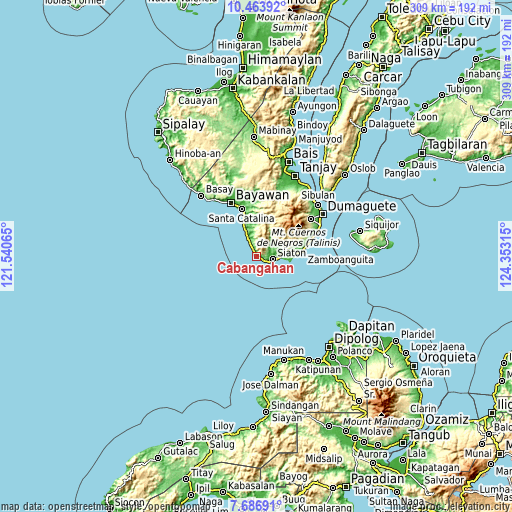 Topographic map of Cabangahan