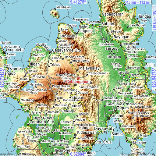 Topographic map of Cabangahan