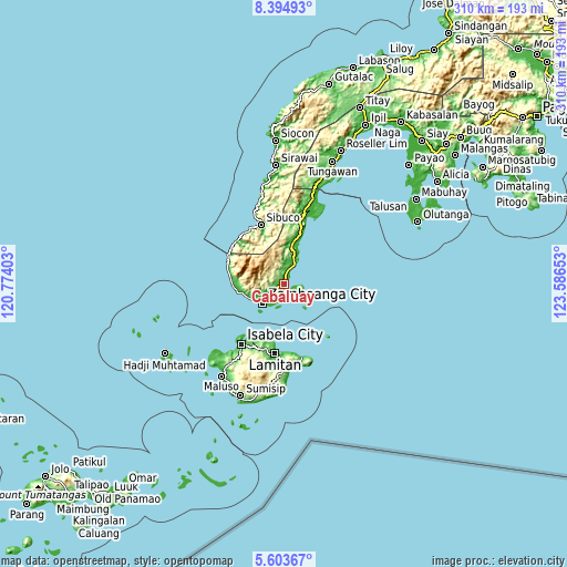 Topographic map of Cabaluay