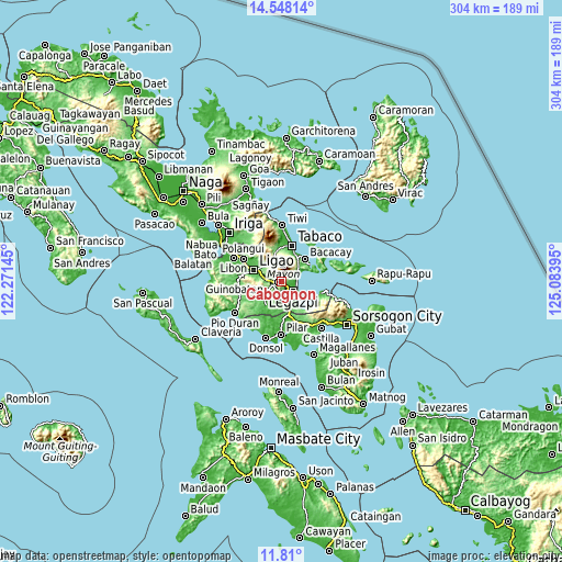 Topographic map of Cabognon