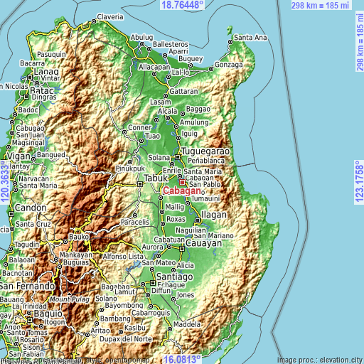 Topographic map of Cabagan