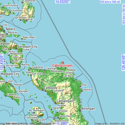 Topographic map of Cabodiongan