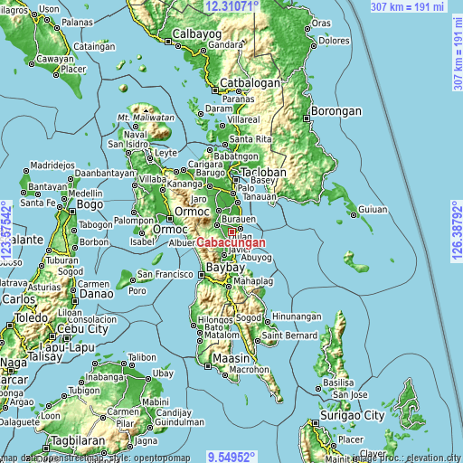 Topographic map of Cabacuñgan