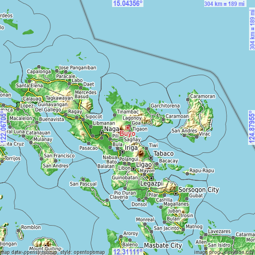 Topographic map of Buyo