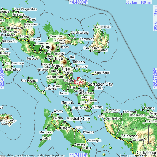 Topographic map of Buyo