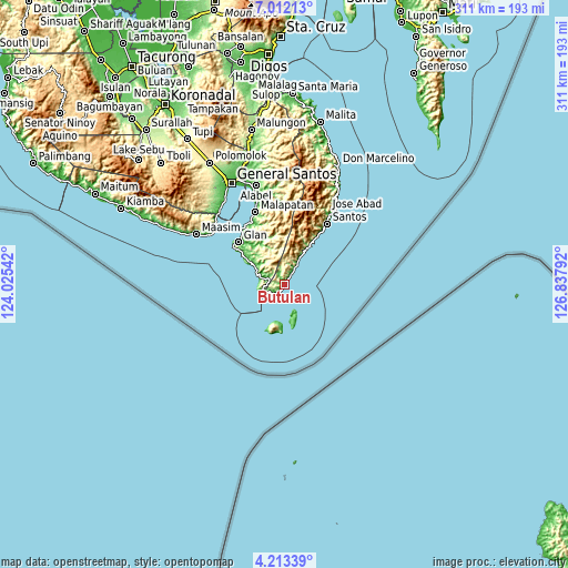 Topographic map of Butulan