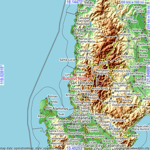 Topographic map of Butubut Norte