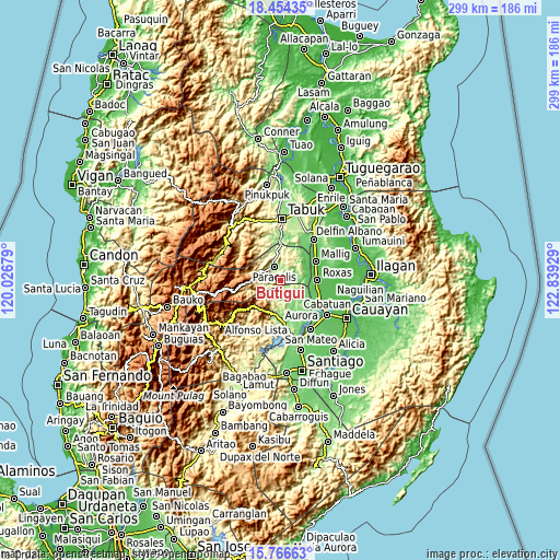 Topographic map of Butigui