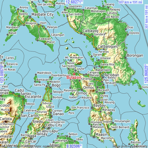 Topographic map of Butazon