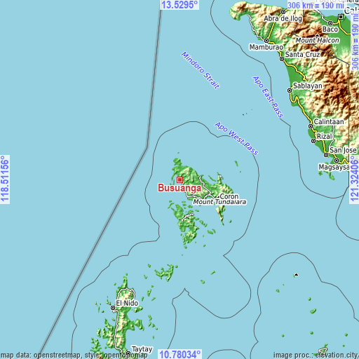 Topographic map of Busuanga
