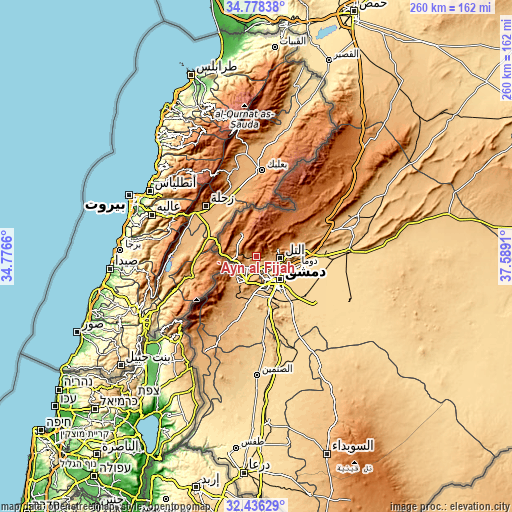 Topographic map of ‘Ayn al Fījah