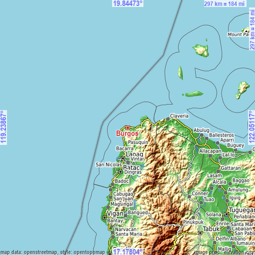 Topographic map of Burgos