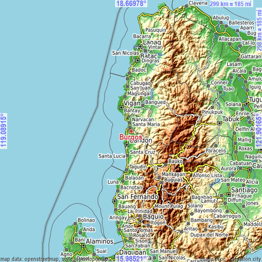 Topographic map of Burgos