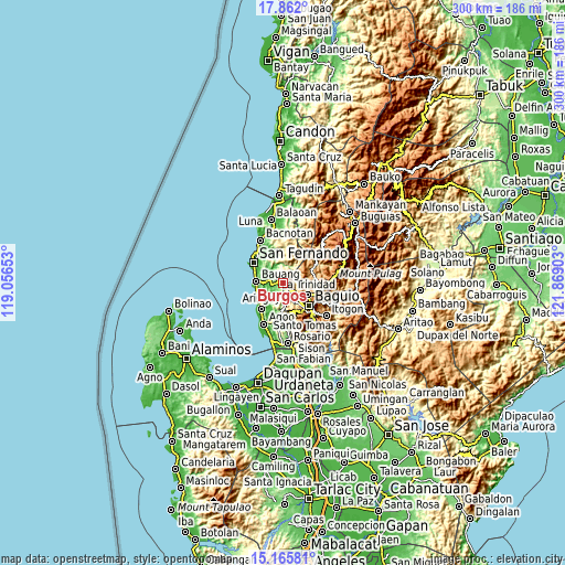 Topographic map of Burgos