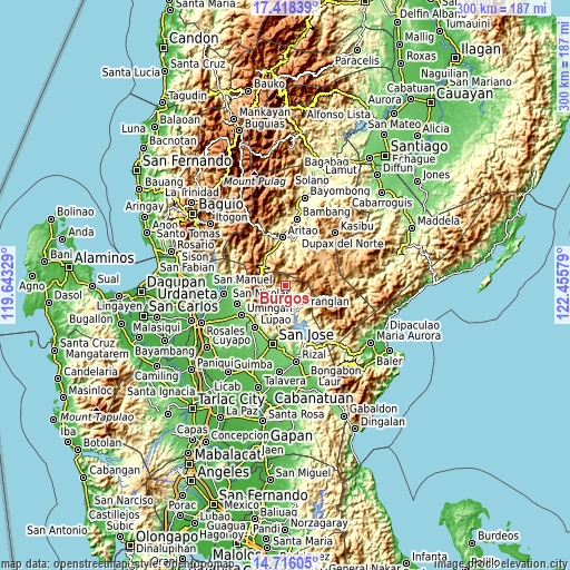 Topographic map of Burgos