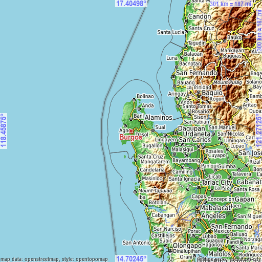 Topographic map of Burgos